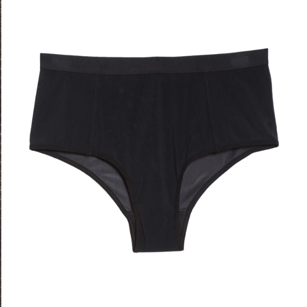 Sieve High-Waist Brief in Black Mesh